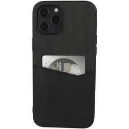 Valenta Card Slot iPhone 12 Pro Max Pravá kůže Zadní kryt s kapsou na karty - Černá
